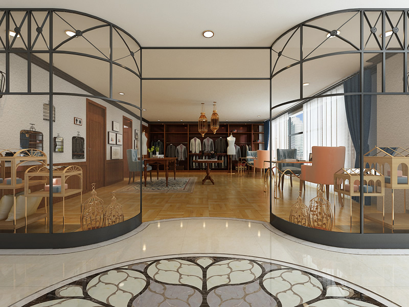 婚紗影樓門店-男士西裝展示區效果圖