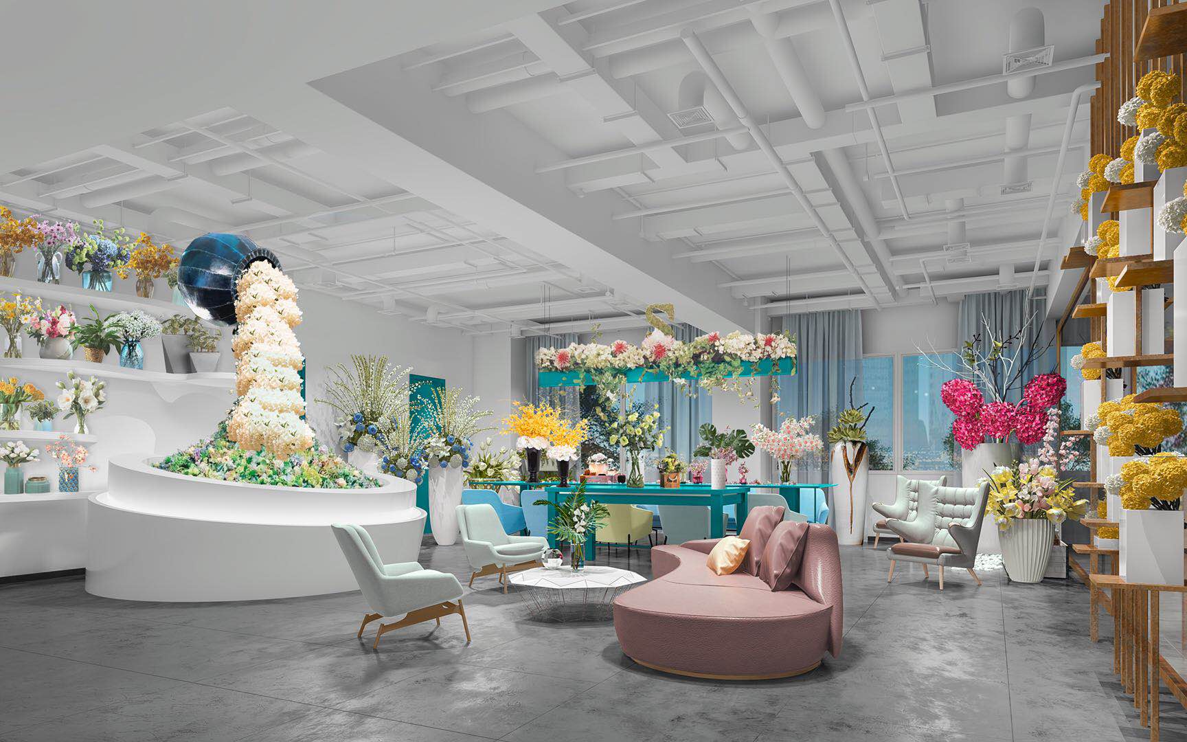 花藝培訓機構(gòu)展廳裝修效果圖