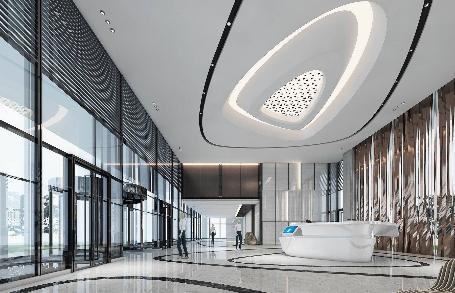 高清辦公樓接待大廳設計效果圖