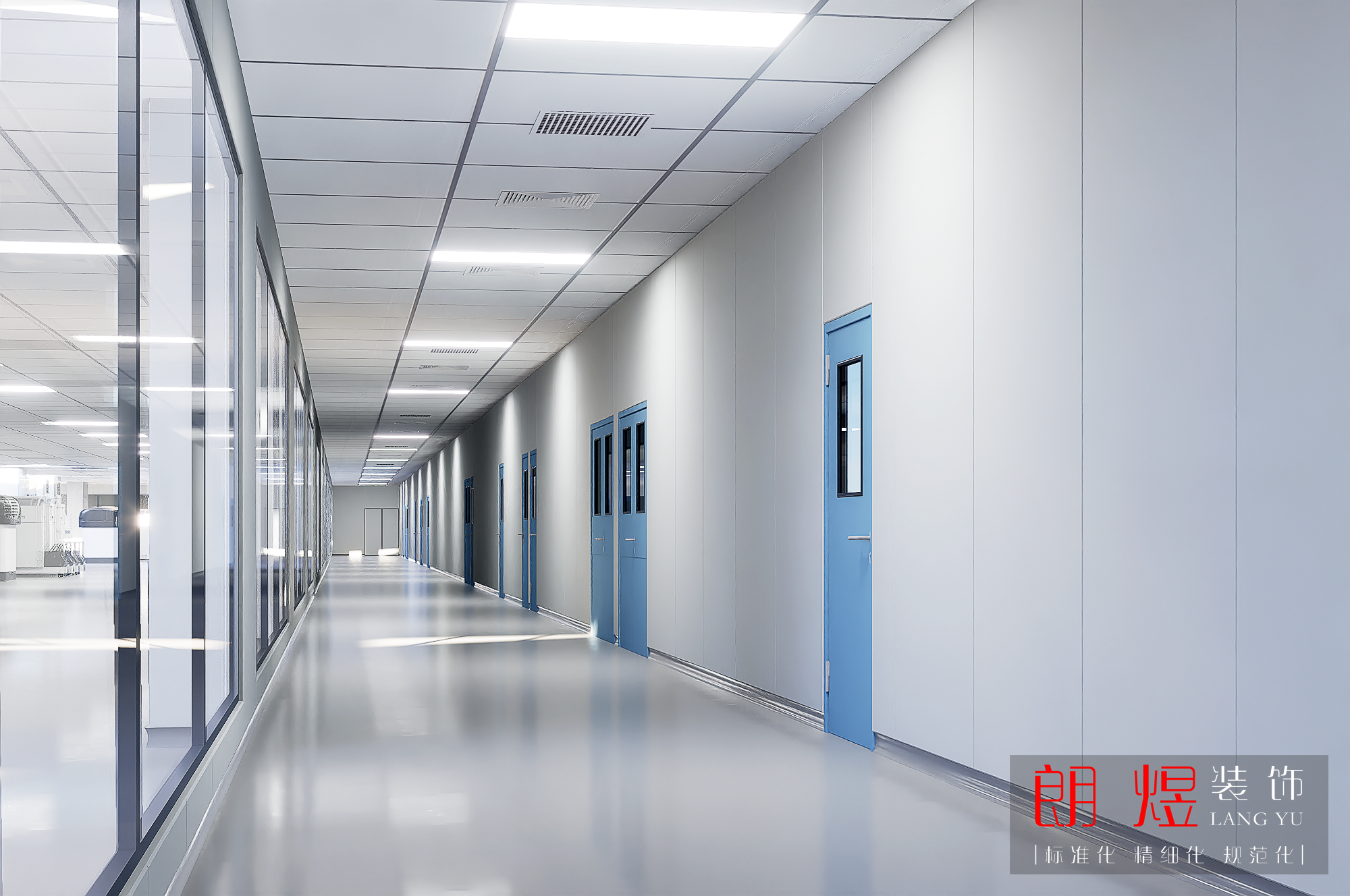 3000平電子車間無(wú)塵廠房裝修效果圖